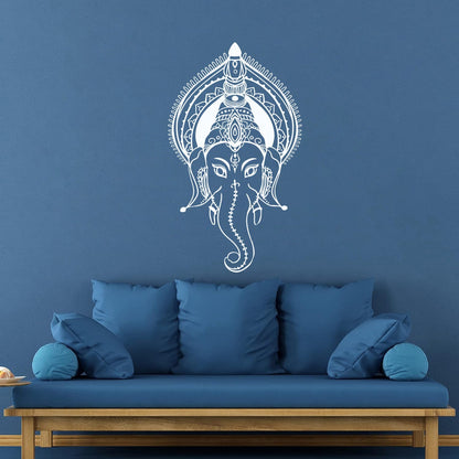 Ganesha Head Indian God Elephant Lettering Decals Self Adhesive