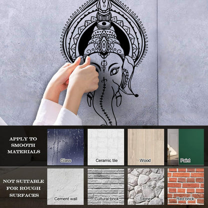 Ganesha Head Indian God Elephant Lettering Decals Self Adhesive