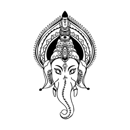 Ganesha Head Indian God Elephant Lettering Decals Self Adhesive