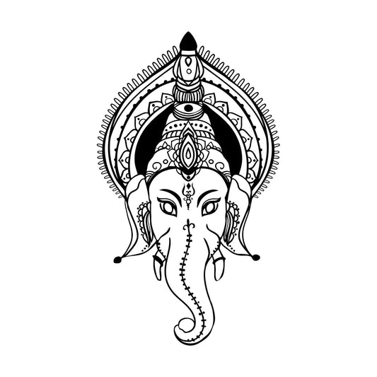 Ganesha Head Indian God Elephant Lettering Decals Self Adhesive
