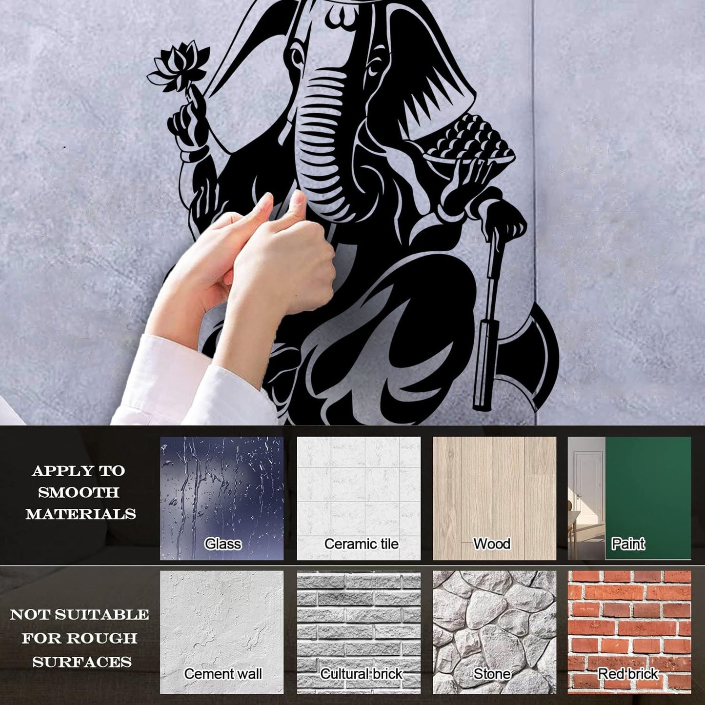 Wall Decals Pvc Ganesha Hinduism Elephant God Hindu Religion Do Not Damage The Wall Surface