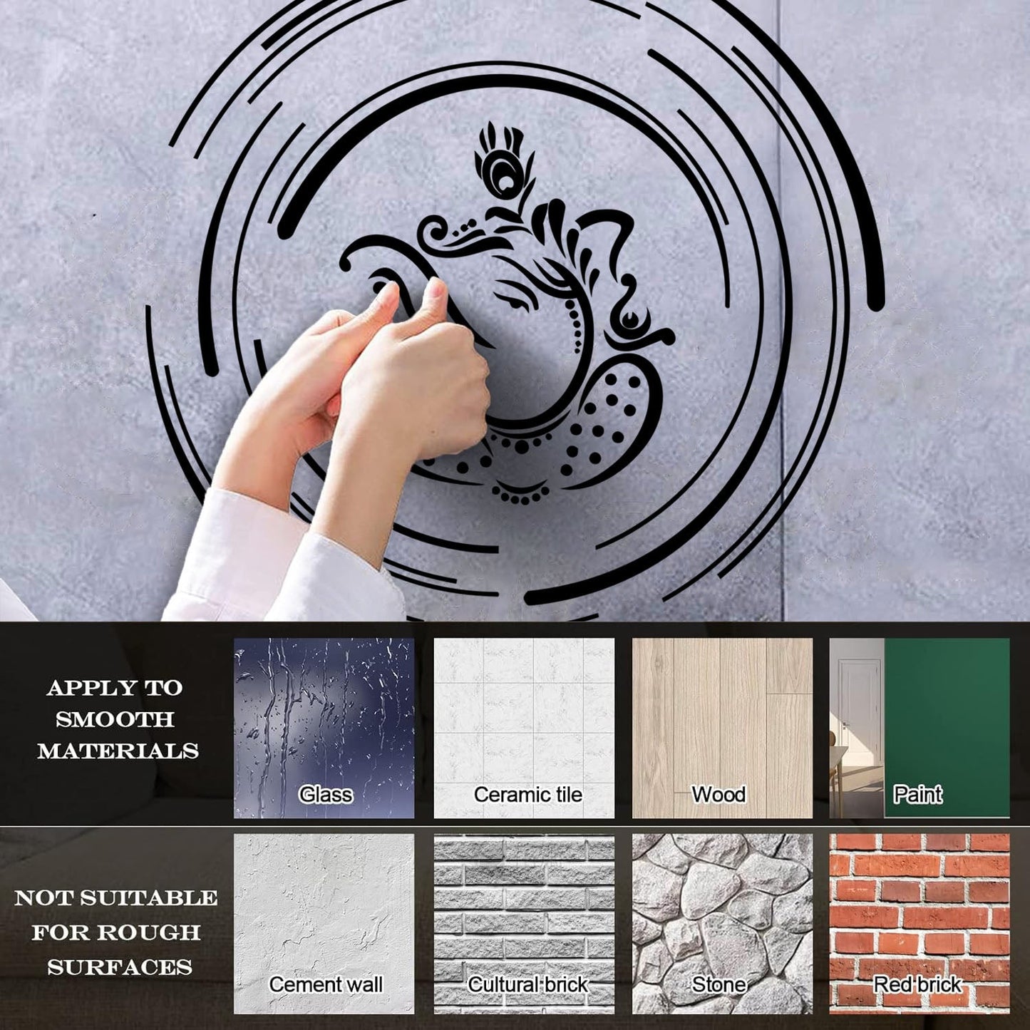 Lettering Stickers Ganesha India Elephant God Hinduism Multi Color Selection