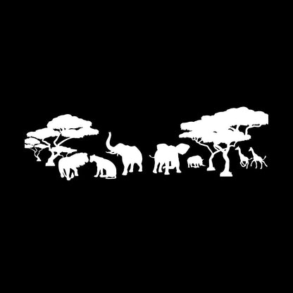 Savanna African Continent Lion Family Elephants Giraffes Wall Decals Pvc Tattoo Culture
