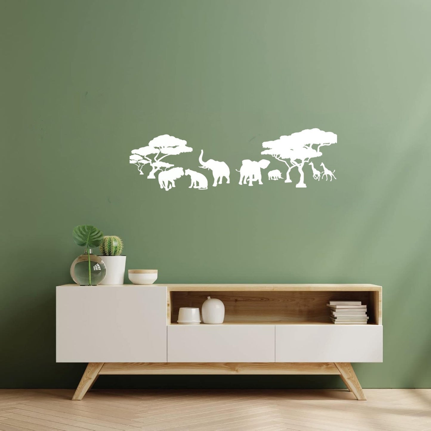 Savanna African Continent Lion Family Elephants Giraffes Wall Decals Pvc Tattoo Culture