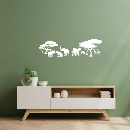 Savanna African Continent Lion Family Elephants Giraffes Wall Decals Pvc Tattoo Culture