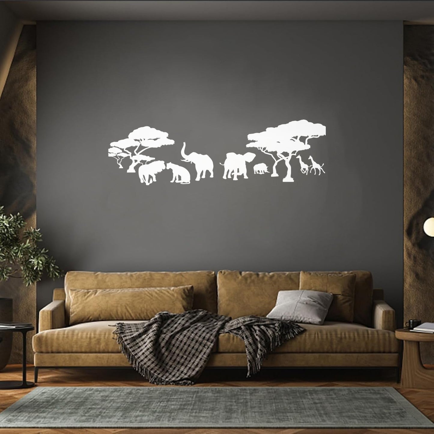 Savanna African Continent Lion Family Elephants Giraffes Wall Decals Pvc Tattoo Culture