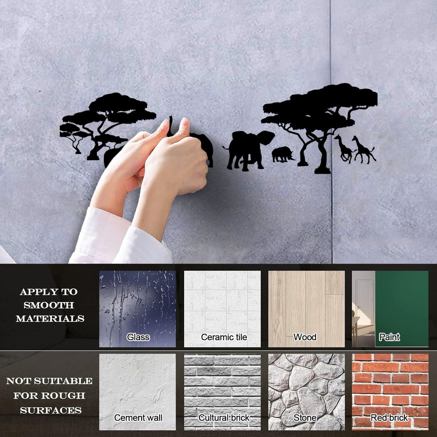 Savanna African Continent Lion Family Elephants Giraffes Wall Decals Pvc Tattoo Culture