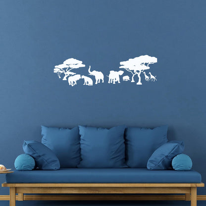 Savanna African Continent Lion Family Elephants Giraffes Wall Decals Pvc Tattoo Culture
