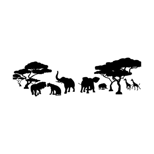 Savanna African Continent Lion Family Elephants Giraffes Wall Decals Pvc Tattoo Culture