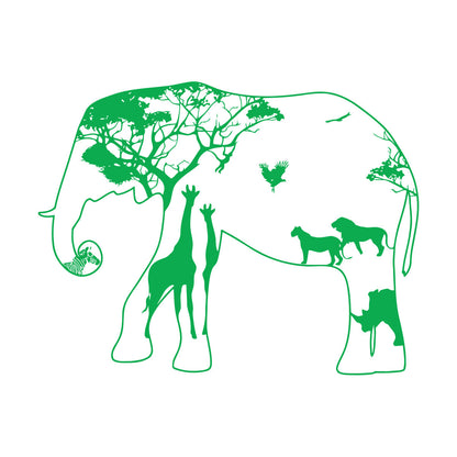 Wall Decals Paster Paper Elephant Africa Zebra Lion Rhino Savanna Home Self Adhesive