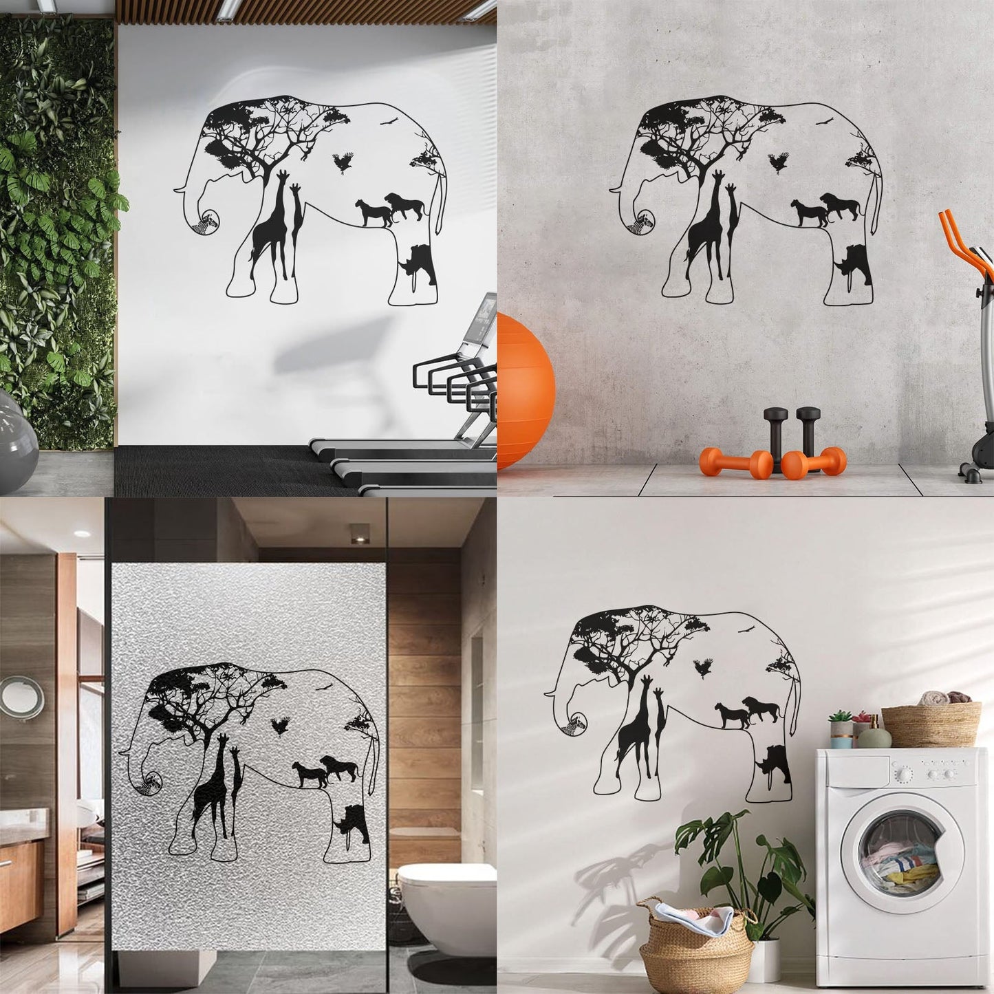 Wall Decals Paster Paper Elephant Africa Zebra Lion Rhino Savanna Home Self Adhesive