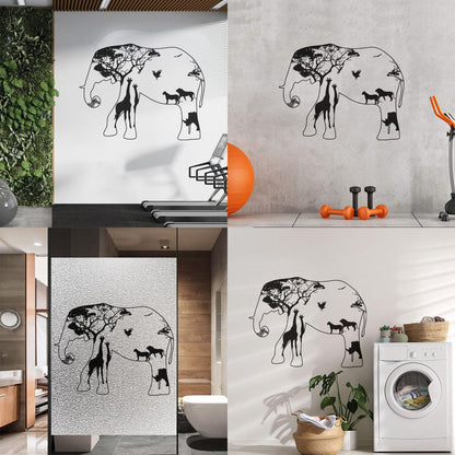 Wall Decals Paster Paper Elephant Africa Zebra Lion Rhino Savanna Home Self Adhesive