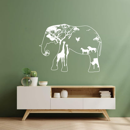 Wall Decals Paster Paper Elephant Africa Zebra Lion Rhino Savanna Home Self Adhesive