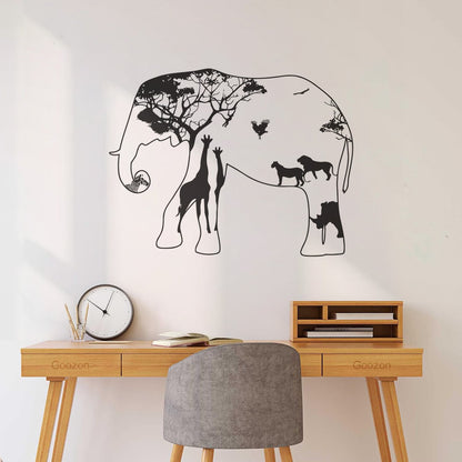 Wall Decals Paster Paper Elephant Africa Zebra Lion Rhino Savanna Home Self Adhesive