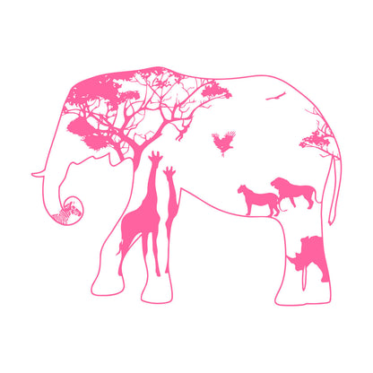 Wall Decals Paster Paper Elephant Africa Zebra Lion Rhino Savanna Home Self Adhesive