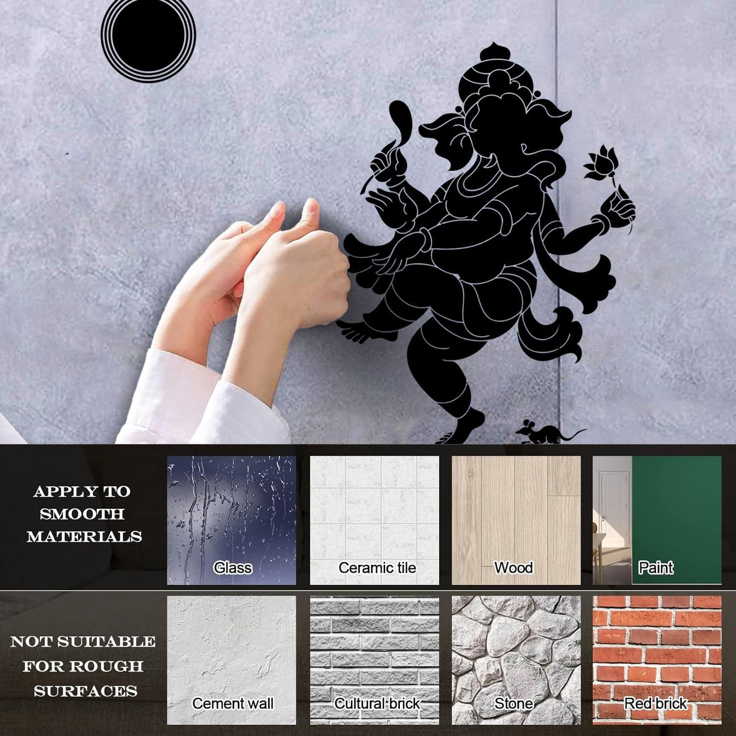 Vinyl Wall Stickers Cheerful Dance God Ganesha Indian Deity Head Elephant Do Not Damage The Wall Surface