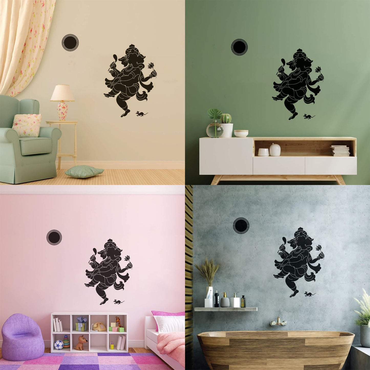 Vinyl Wall Stickers Cheerful Dance God Ganesha Indian Deity Head Elephant Do Not Damage The Wall Surface