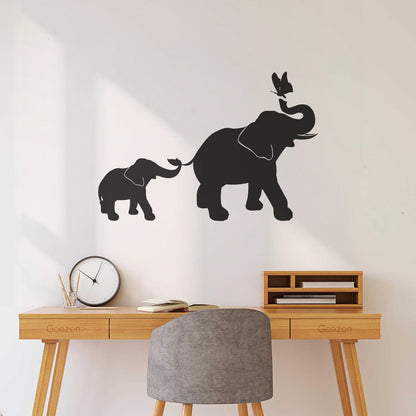 Engraving Decals Elephant Family Kids Children Butterfly Nursery Home Easy Installation