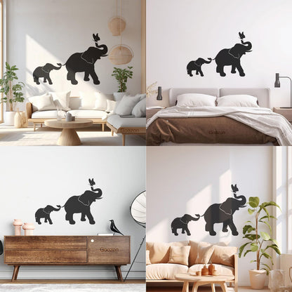 Engraving Decals Elephant Family Kids Children Butterfly Nursery Home Easy Installation