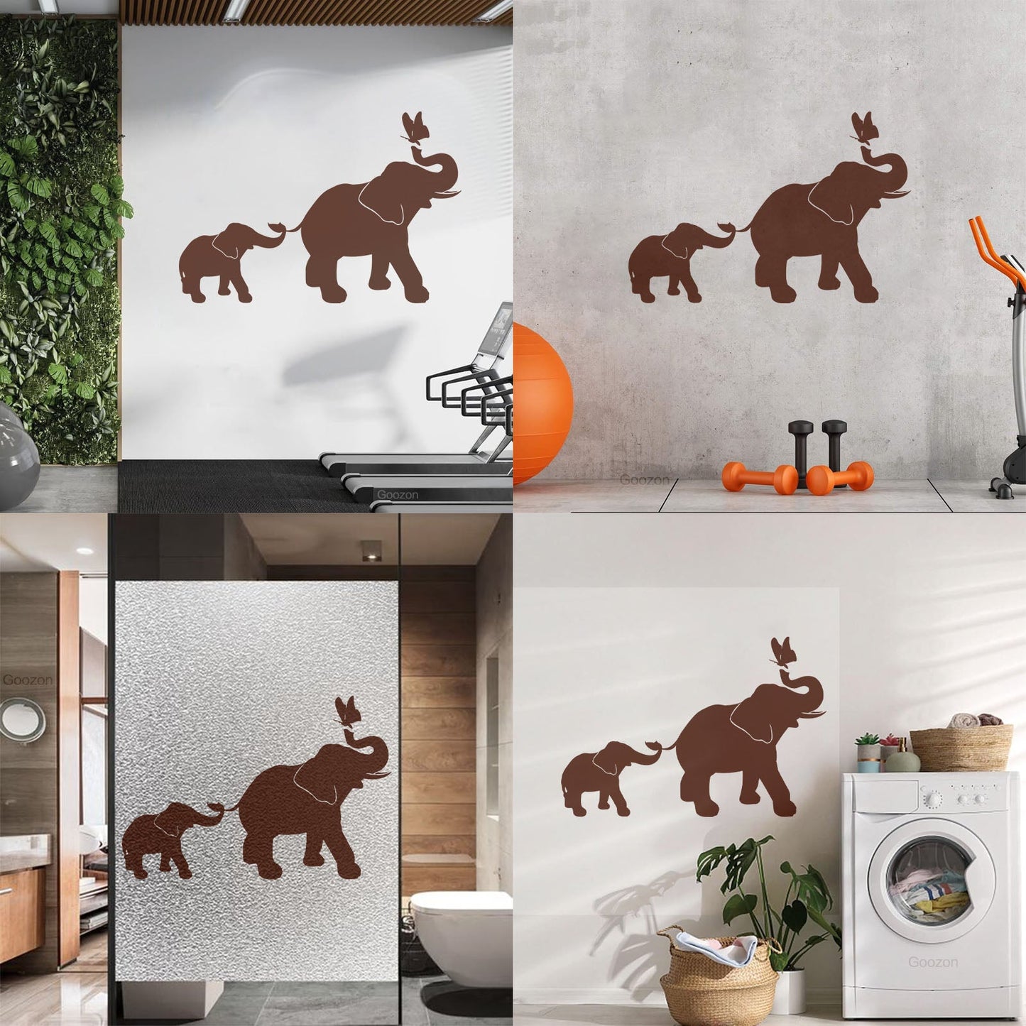 Engraving Decals Elephant Family Kids Children Butterfly Nursery Home Easy Installation