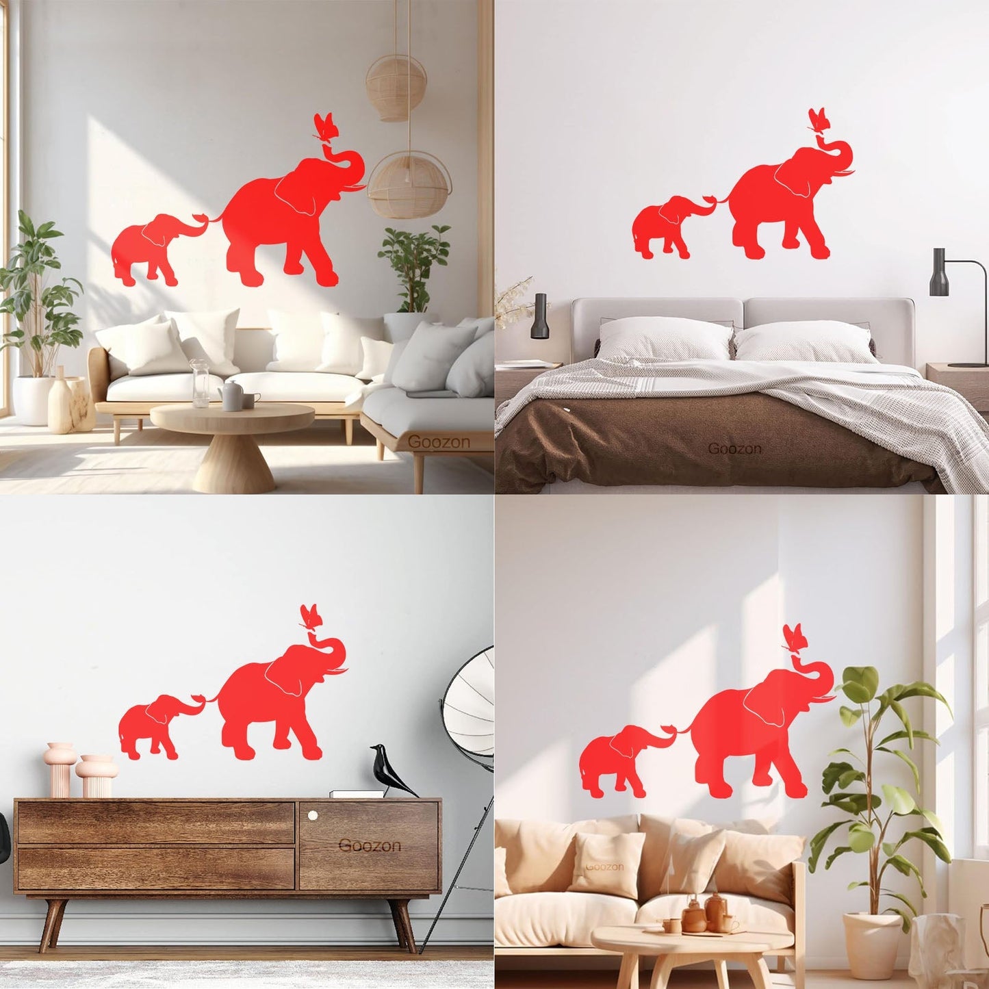 Engraving Decals Elephant Family Kids Children Butterfly Nursery Home Easy Installation