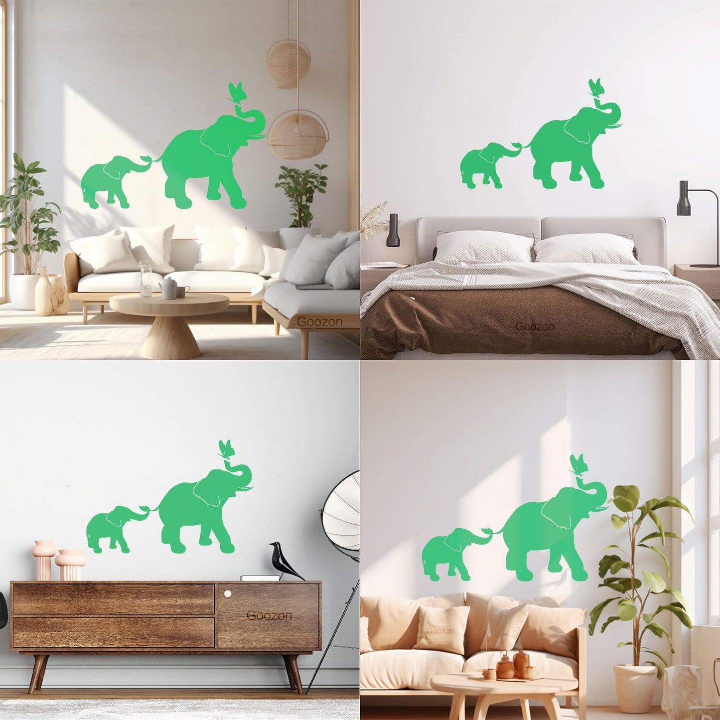 Engraving Decals Elephant Family Kids Children Butterfly Nursery Home Easy Installation