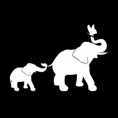 Engraving Decals Elephant Family Kids Children Butterfly Nursery Home Easy Installation