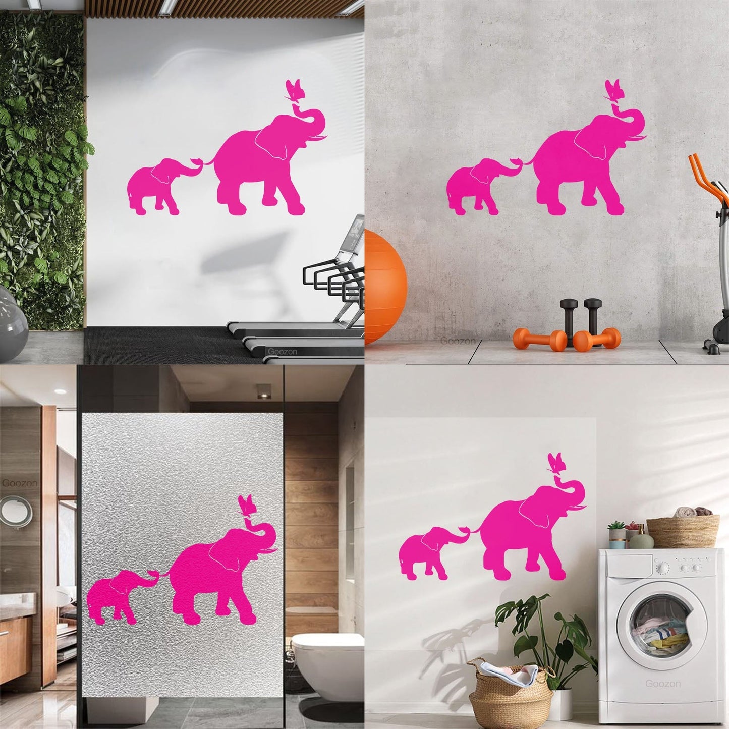 Engraving Decals Elephant Family Kids Children Butterfly Nursery Home Easy Installation