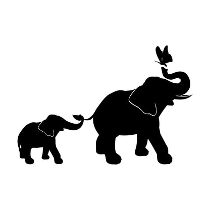 Engraving Decals Elephant Family Kids Children Butterfly Nursery Home Easy Installation