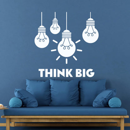 Fine Carving Stickers Think Big Office Bulb Lamp Idea Lettering It Won'T Fall Off