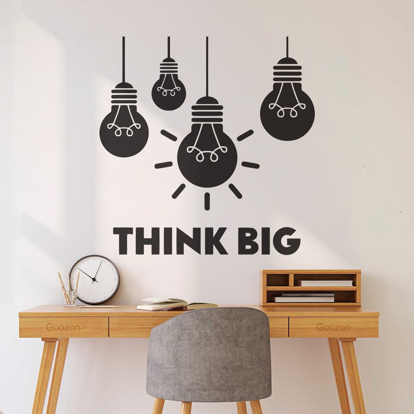 Fine Carving Stickers Think Big Office Bulb Lamp Idea Lettering It Won'T Fall Off