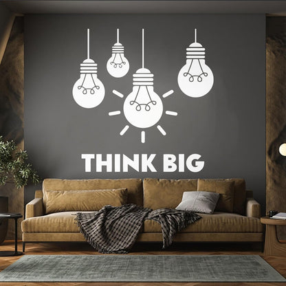 Fine Carving Stickers Think Big Office Bulb Lamp Idea Lettering It Won'T Fall Off