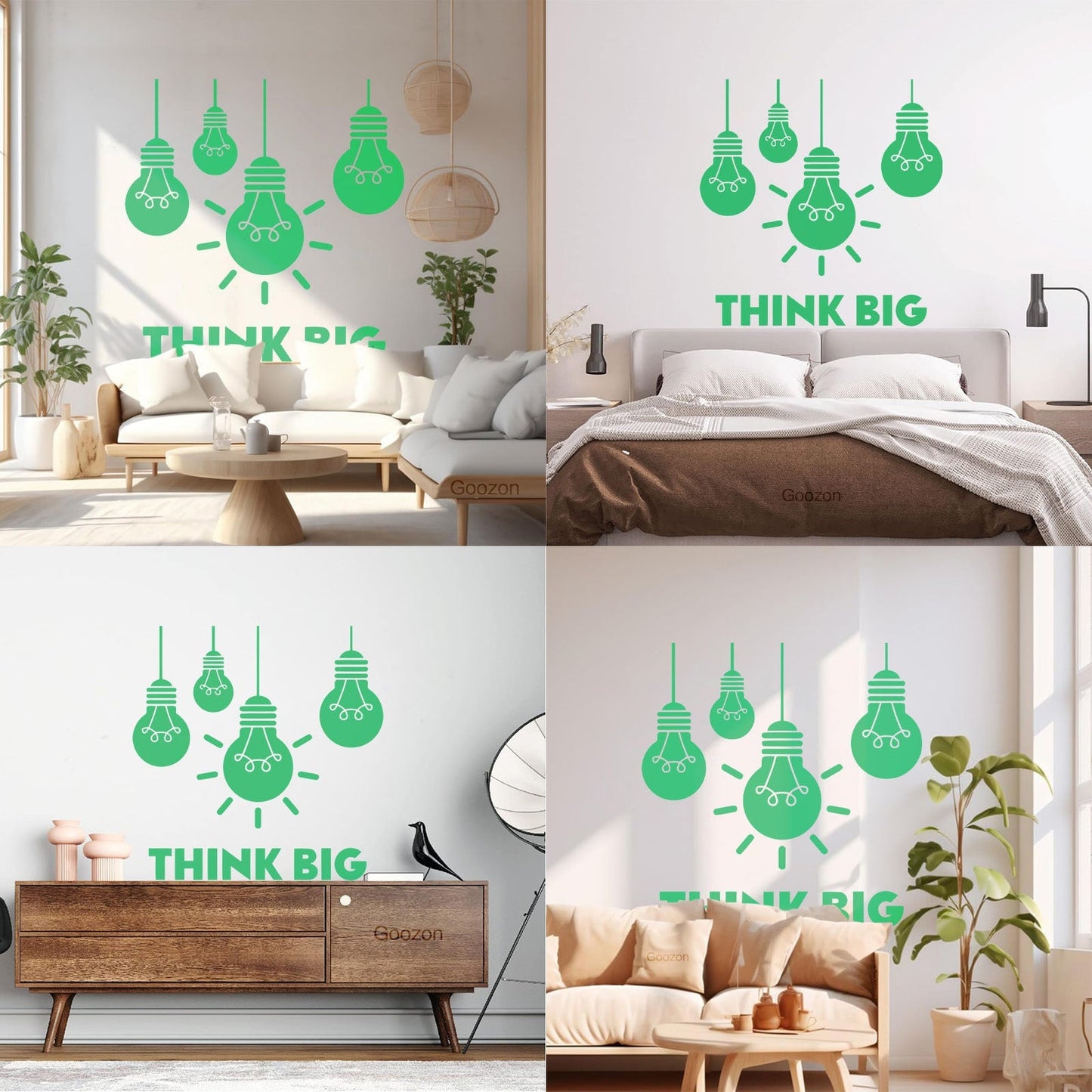 Fine Carving Stickers Think Big Office Bulb Lamp Idea Lettering It Won'T Fall Off