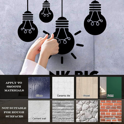 Fine Carving Stickers Think Big Office Bulb Lamp Idea Lettering It Won'T Fall Off