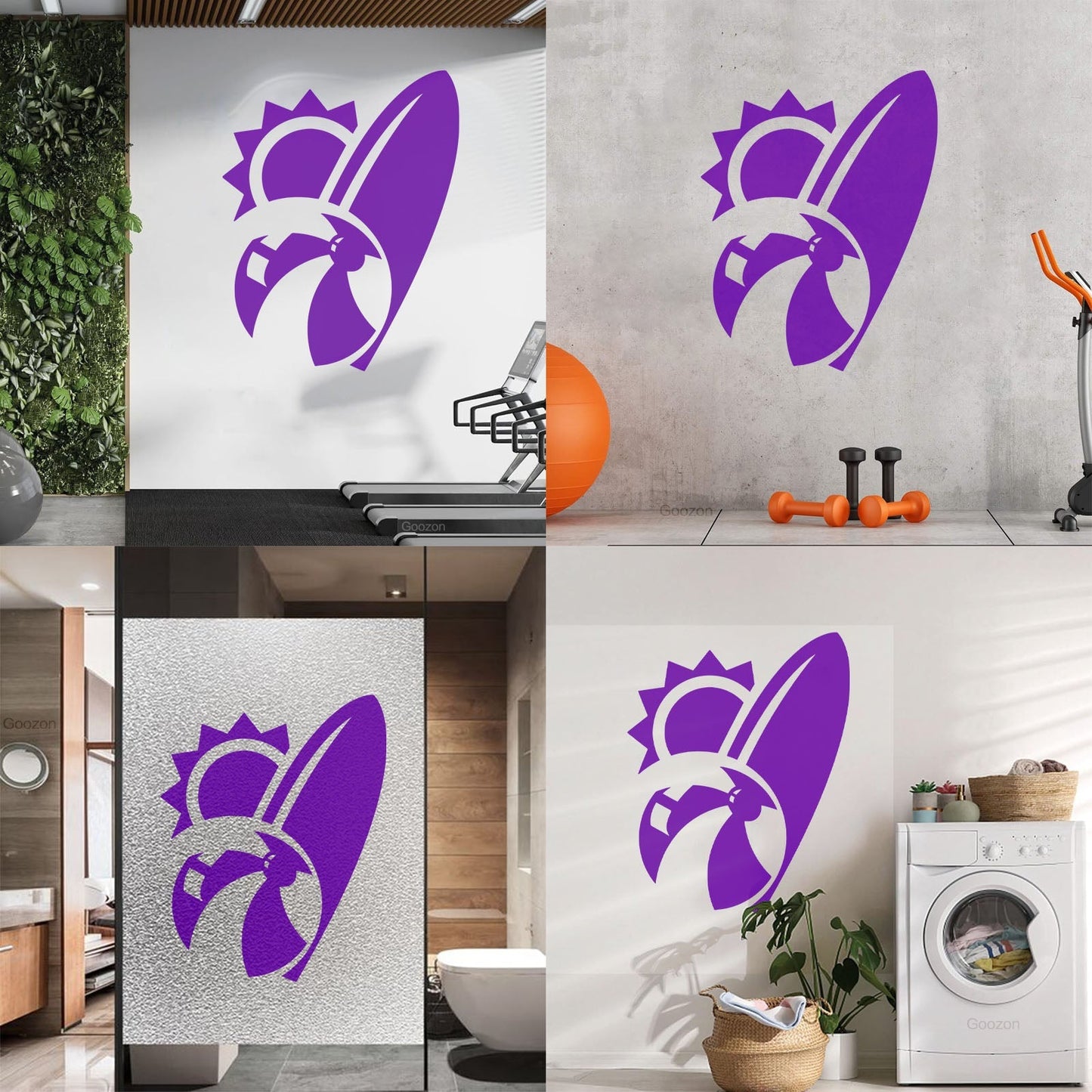 Engraving Stickers Beach Sun Ball Surf Vacation Holidays Wall Beautification