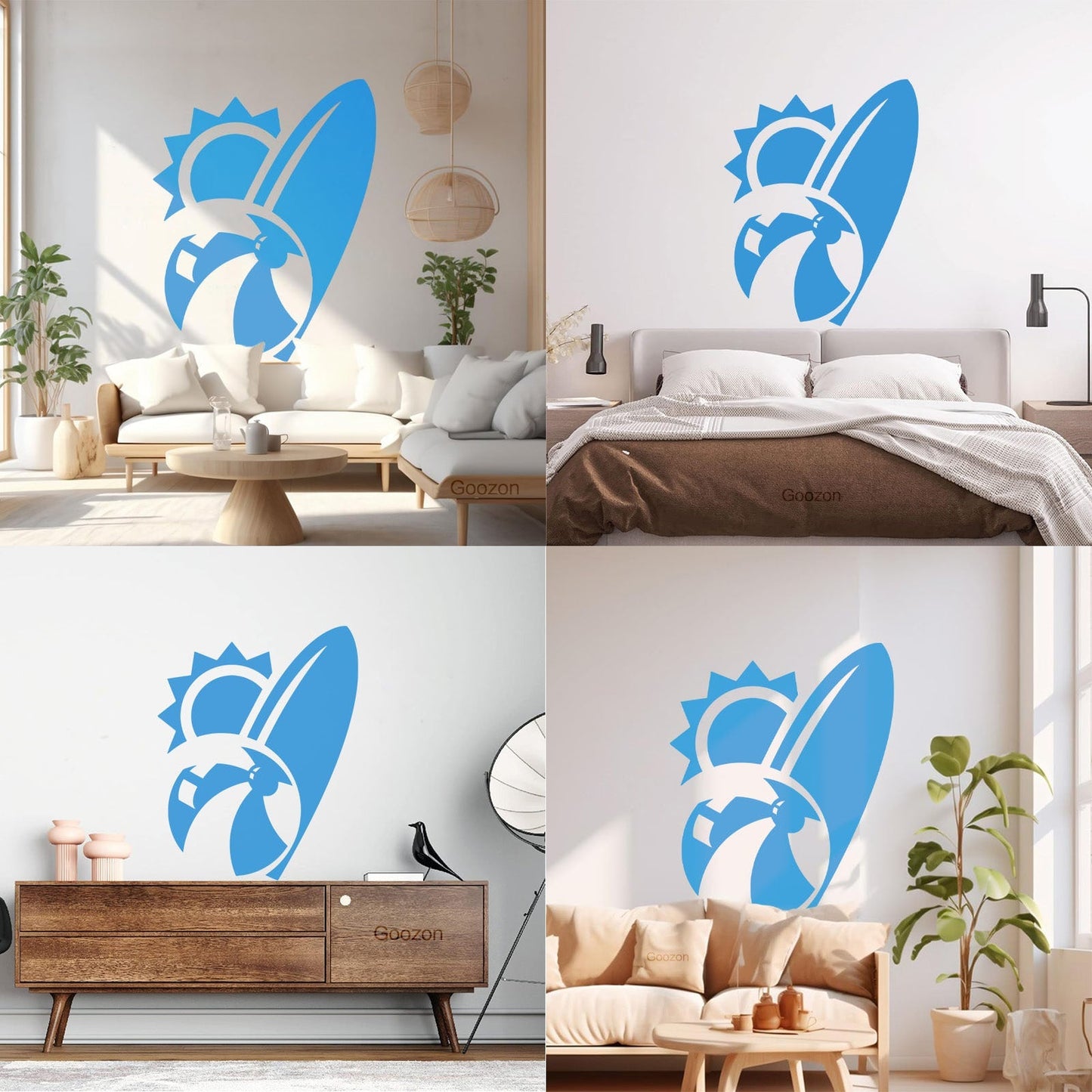 Engraving Stickers Beach Sun Ball Surf Vacation Holidays Wall Beautification