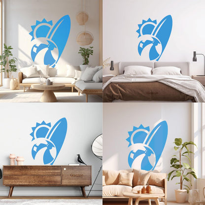Engraving Stickers Beach Sun Ball Surf Vacation Holidays Wall Beautification