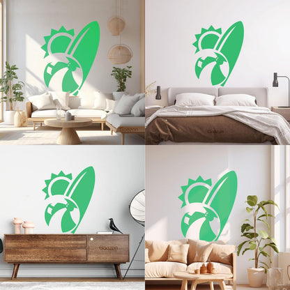 Engraving Stickers Beach Sun Ball Surf Vacation Holidays Wall Beautification