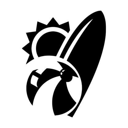 Engraving Stickers Beach Sun Ball Surf Vacation Holidays Wall Beautification