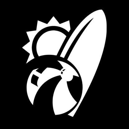 Engraving Stickers Beach Sun Ball Surf Vacation Holidays Wall Beautification