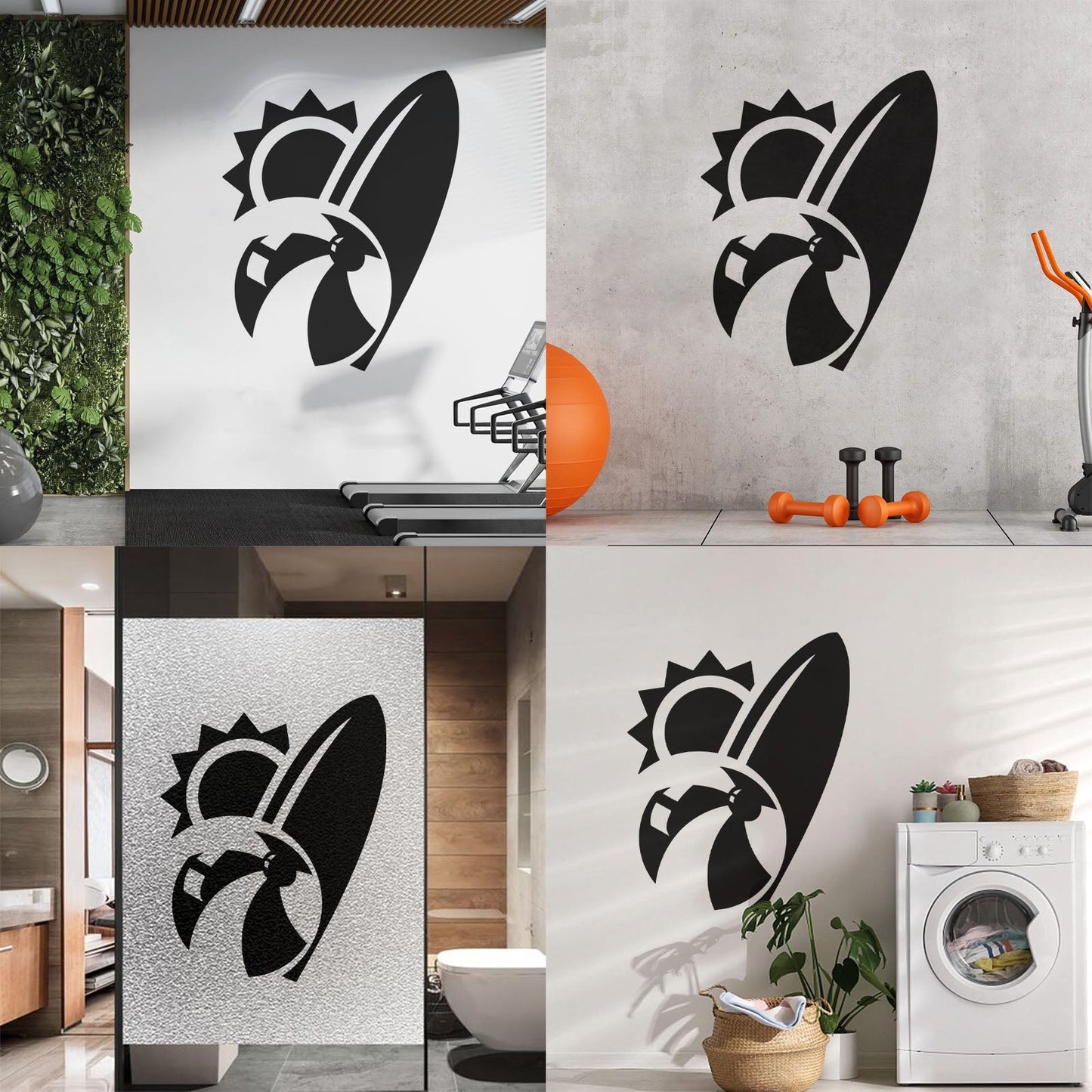 Engraving Stickers Beach Sun Ball Surf Vacation Holidays Wall Beautification