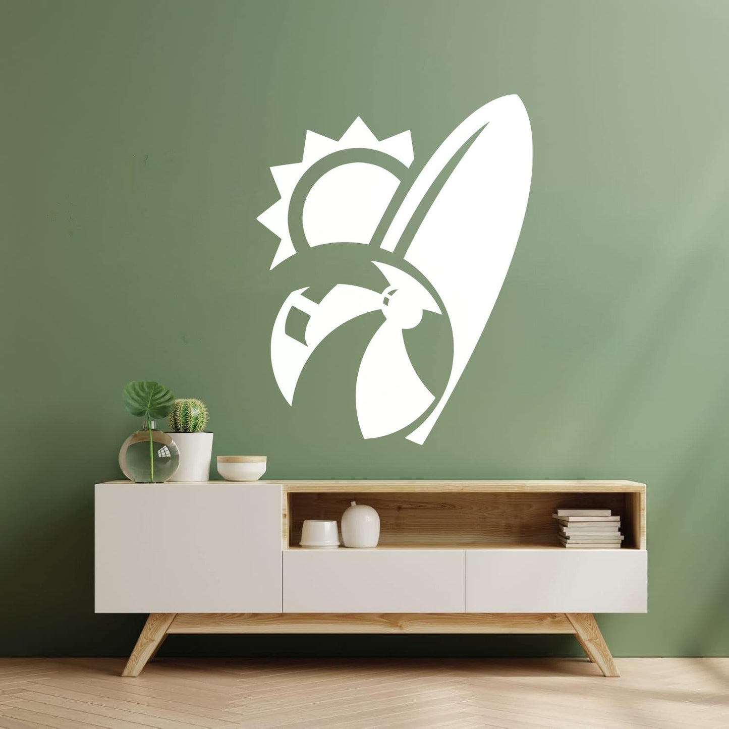 Engraving Stickers Beach Sun Ball Surf Vacation Holidays Wall Beautification