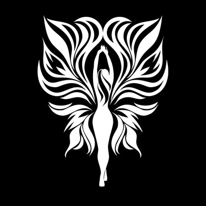 Engraving Stickers Fairy Girl Tribal Fire Flame Wings Personalized Customization