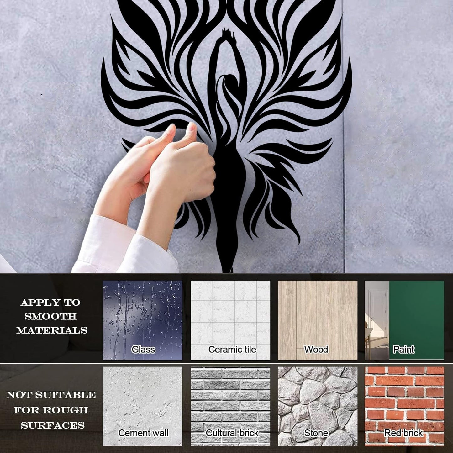 Engraving Stickers Fairy Girl Tribal Fire Flame Wings Personalized Customization