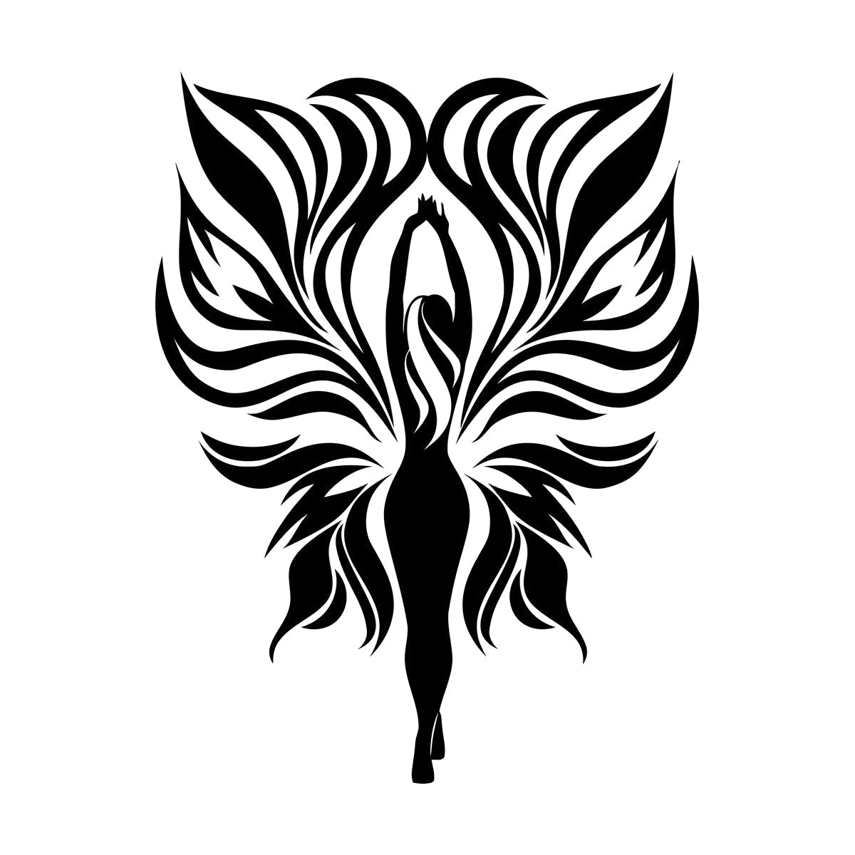 Engraving Stickers Fairy Girl Tribal Fire Flame Wings Personalized Customization