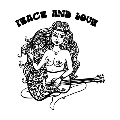 Lettering Decals Beautiful Hippie Girl With Guitar Can Modify And Add Information