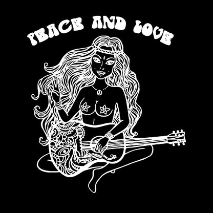 Lettering Decals Beautiful Hippie Girl With Guitar Can Modify And Add Information