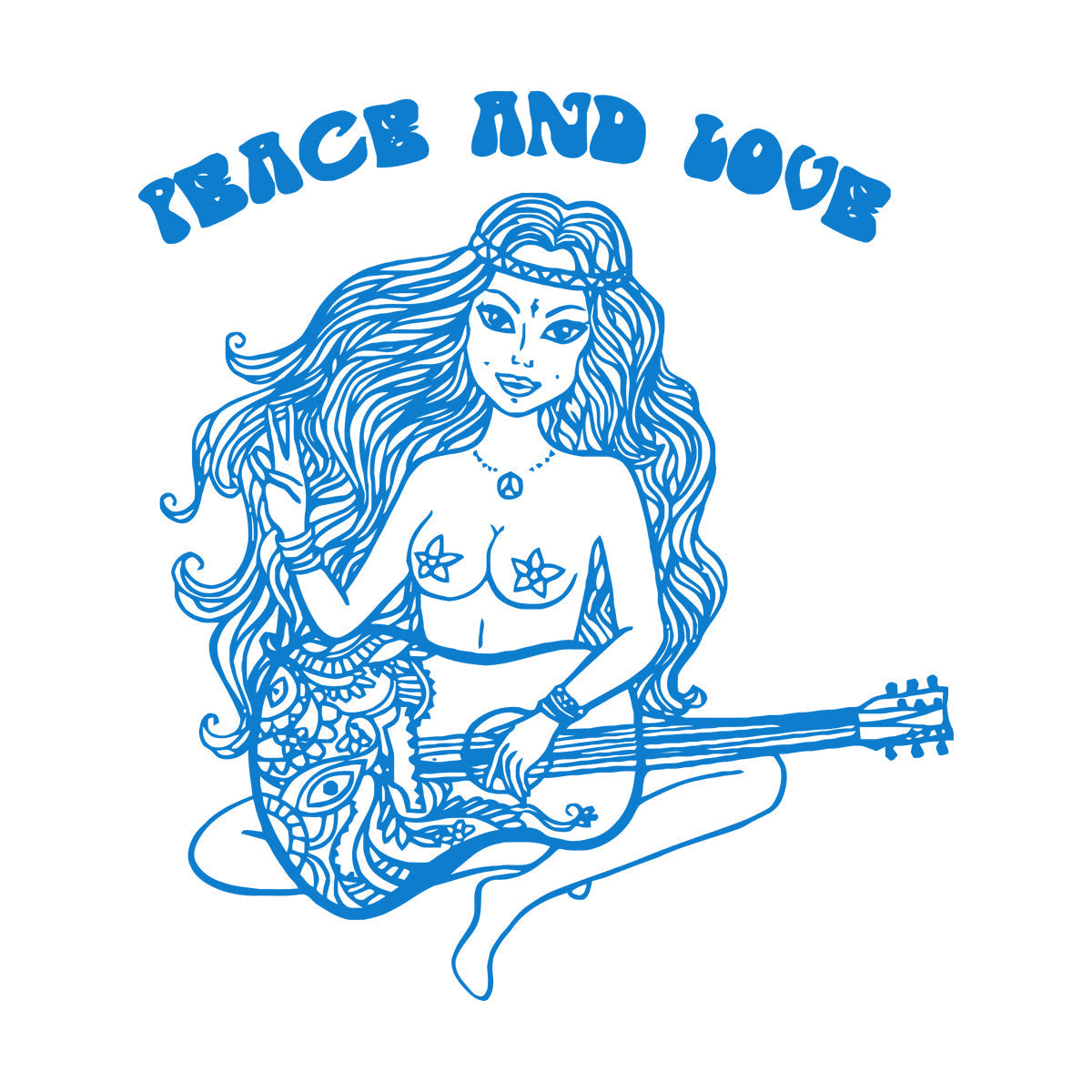 Lettering Decals Beautiful Hippie Girl With Guitar Can Modify And Add Information