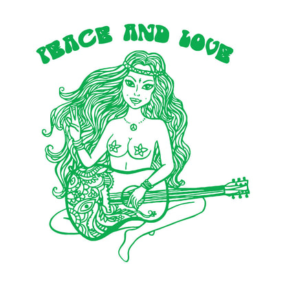 Lettering Decals Beautiful Hippie Girl With Guitar Can Modify And Add Information