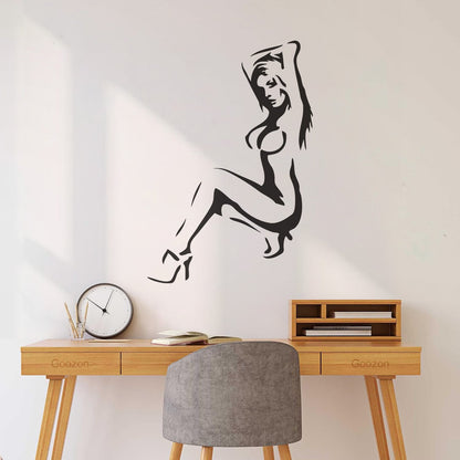 Vinyl Wall Stickers Naked Girl Hot Appeal No Clothes Striptease Boobs Window Decals
